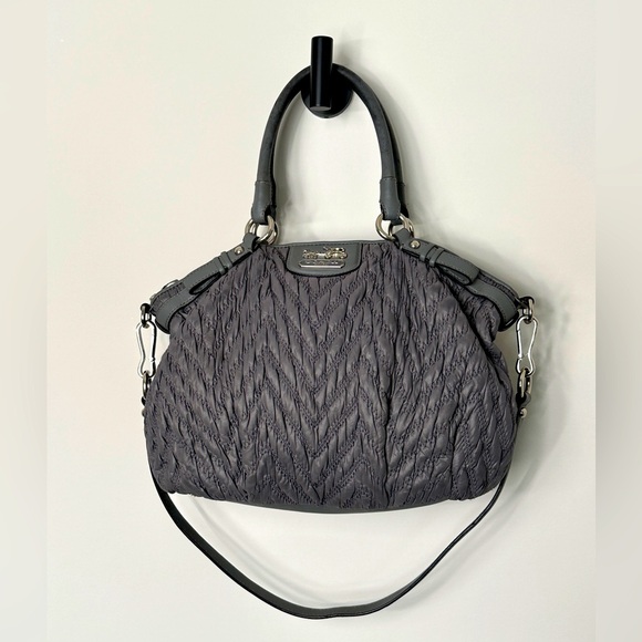 Gray Quilted Handbag By Coach 70th Anniversary Line - Picture 1 of 10